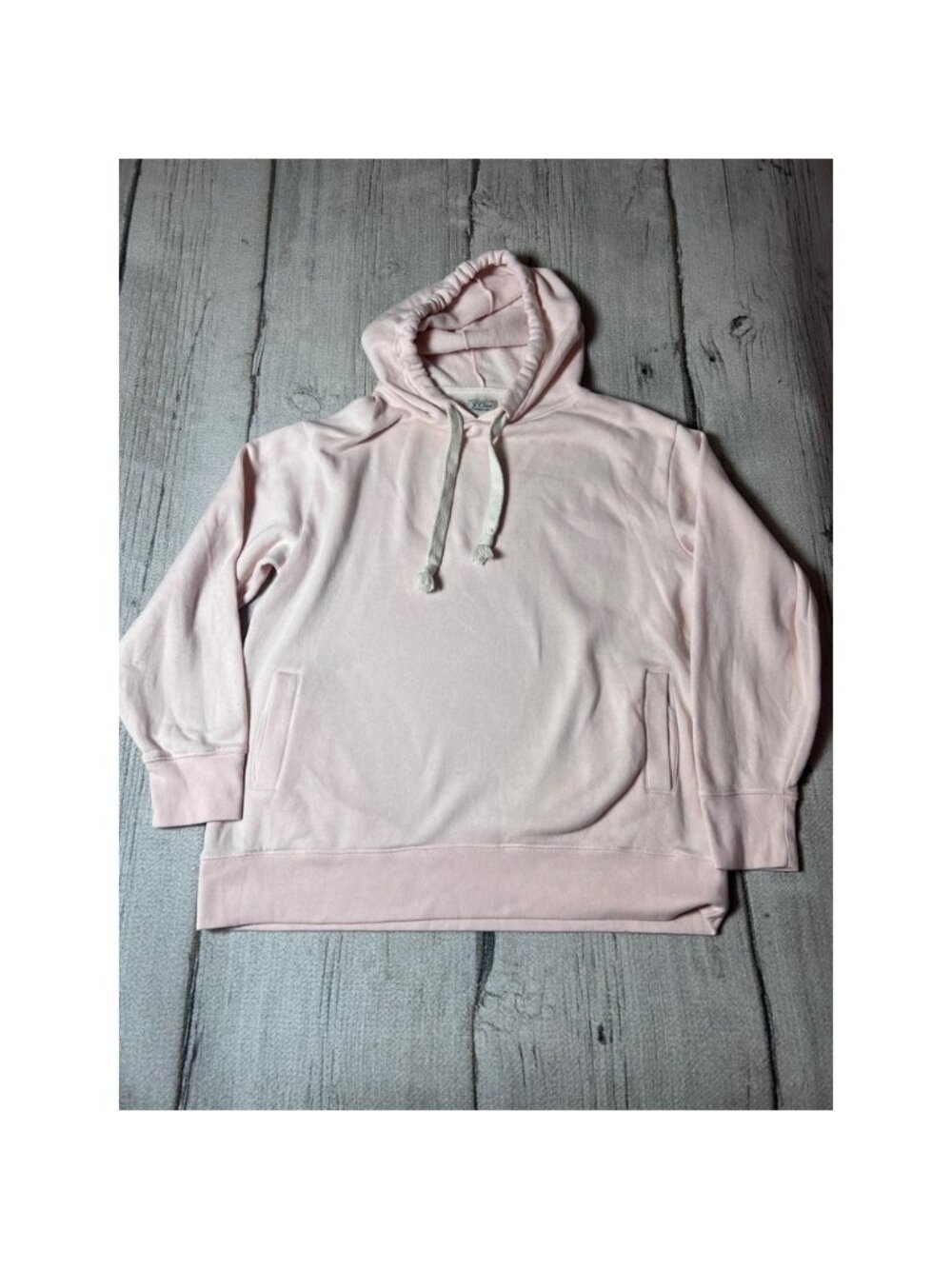 J Crew Vintage‎ Fleece Hoodie Pink Pullover Hooded Sweatshirt Size L